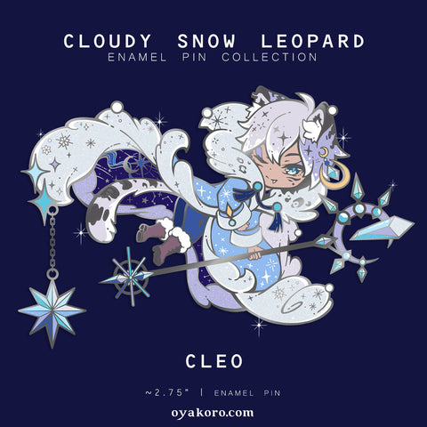 Cleo: Cloudy Snow Leopard Pin